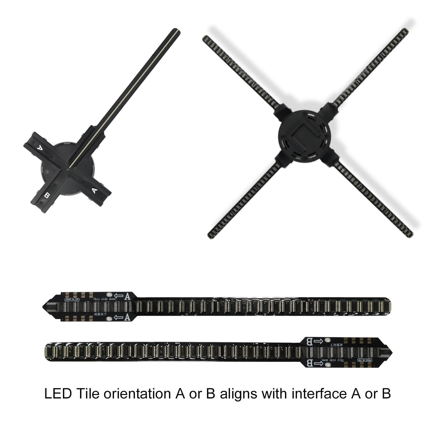 33.46“ Rotating Hologram LED Fan OD 85CM Display with Bluetooth & Wi-Fi Control