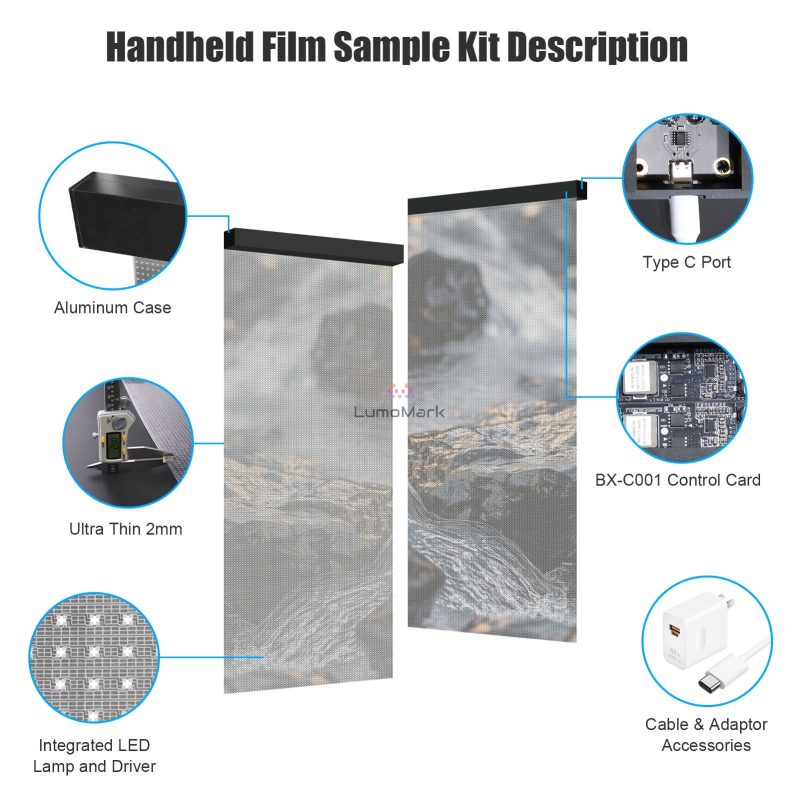 Indoor Flexible Adhesive LED film Display Handheld Sample Kit Demo Testing For Customized Project
