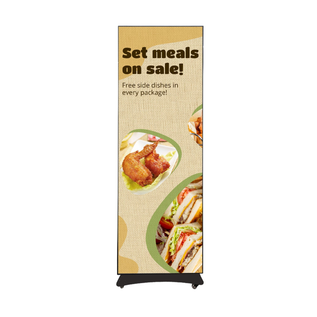 LP-BAT Series LED Poster Sign | 640×1920mm / 960×1920mm | P1.25 / P1.53 / P1.86 / P2.5 | Battery Powered | No Plug Needed | Splicing-Capable