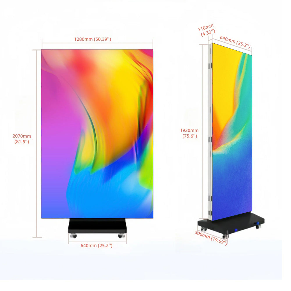 LP-TR Series LED Tri-Fold Visual Poster Display | 1280×1920mm Foldable Panel | P1.53 / P1.86 / P2 / P2.5 | GOB Panel | Portable Indoor Kiosk Use