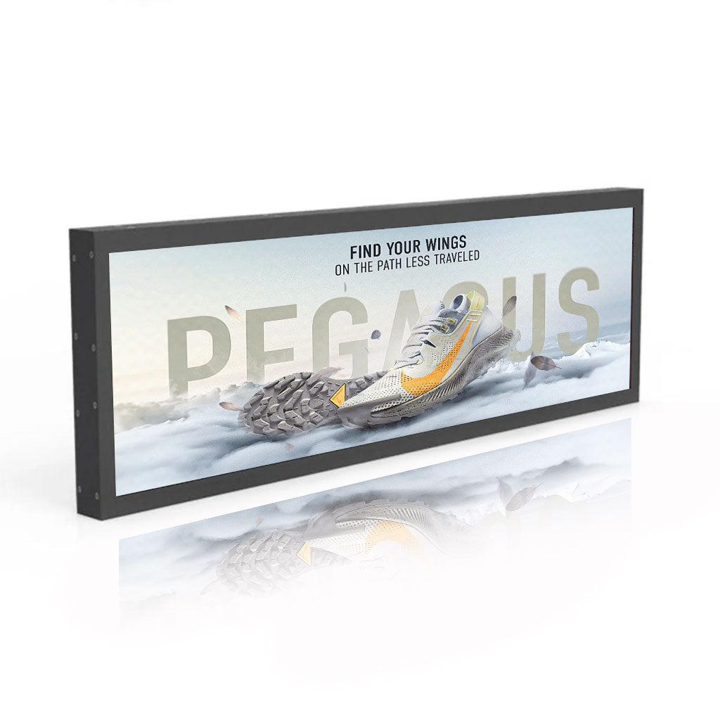 49.5 Inch Ultra-Wide Stretched LCD Shelf Display – 1210×340mm Viewable Android Bar Screen | Cloud Platform & USB Playback