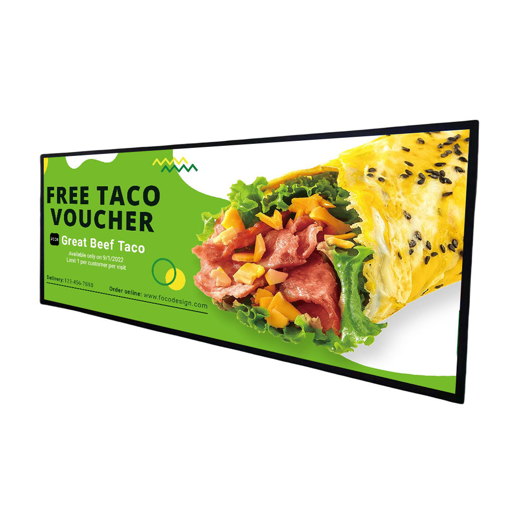 88 Inch Extra-Large Ultra-Wide Android LCD Bar Display – 2158.85×607.2mm Viewable Stretched Shelf Screen | Cloud Platform, USB & App Control