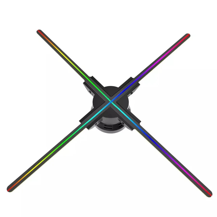 FLA Series Medium Size 70cm to 99cm (27.6–39 inch) | 3D Holographic LED Fan | Fan Only / Tripod Floor Stand / Ceiling Mount | Business Holographic LED Fan | 4 Blades