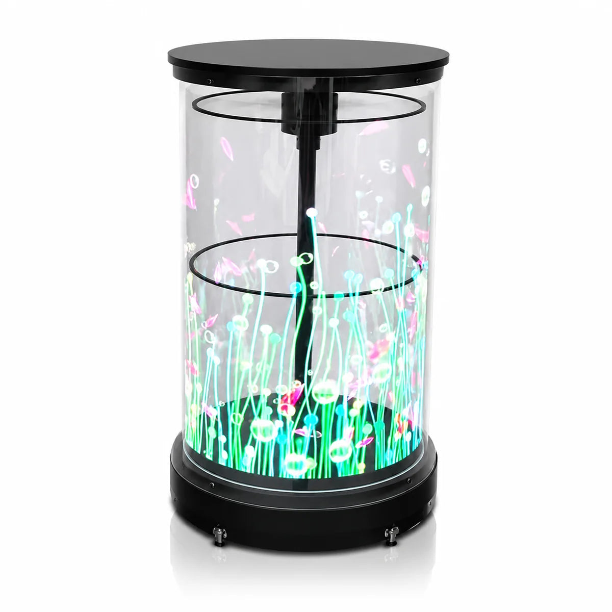 CYLC Series Medium Size 50cm (19.7 inch) | 3D Holographic LED Fan | Transparent Cylindrical Protective Cover with Mobile Base | Professional LED Holographic Fan | 4 Blades
