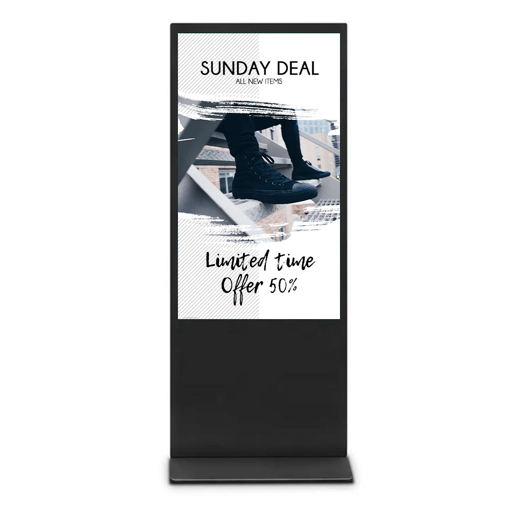 55‘’ Single-Sided Indoor Movable LCD Digital Poster | | Android RK3568 2GB+16GB | Non-Touch / Infrared / Capacitive Touch | CMS Preinstalled