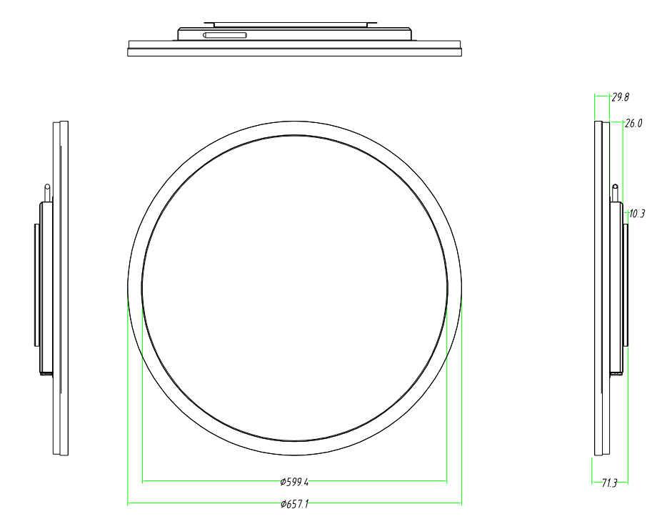 RD Series 23.6 Inch Round / Circular LCD Digital Display Screen – Dia.599.4mm Viewable | Optional Capacitive Touch | Cloud / App / USB Disk Playback