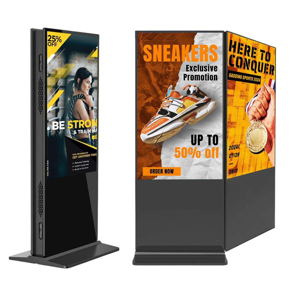 50‘’ Dual-Sided Indoor Floor-Standing LCD Digital Poster with Wheel Stand | Android RK3568 2GB+16GB | Non-Touch | CMS Preinstalled