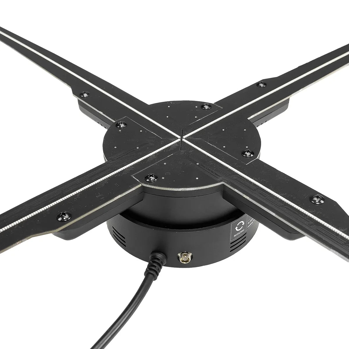 FLS Series Medium Size 65cm to 100cm (25.6–39.4 inch) | 3D Holographic LED Fan | Fan Only / Fan with Tripod Floor Stand / Ceiling Mount | Commercial Holographic Signage | 4 Blades