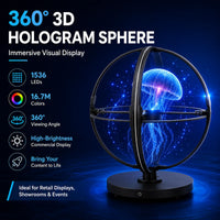 SPHC Series Medium Size 50cm (19.7 inch) | 3D Holographic LED Fan | Fan Only with Base | Business Holographic LED Fan | 4 Blades