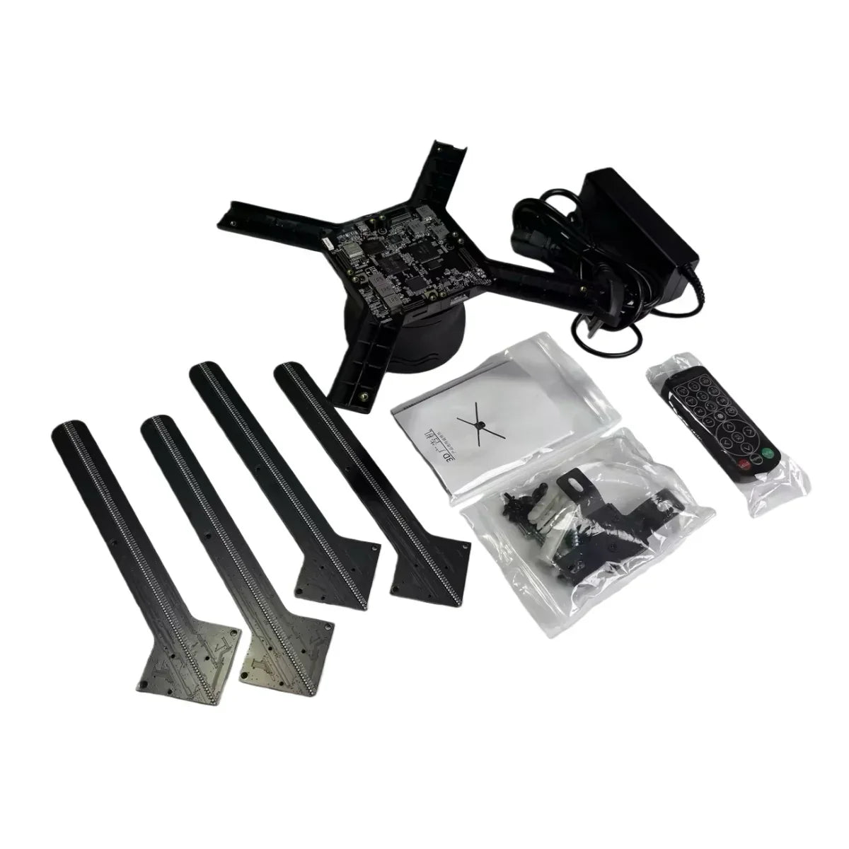 FLC Series Medium Size 47cm to 100cm (18.5–39.4 inch) | 3D Holographic LED Fan | Fan Only / Tripod Floor Stand / Ceiling Mount | Commercial Holographic Signage | 4 Blades