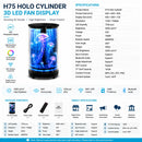 CYLC Series Medium Size 50cm (19.7 inch) | 3D Holographic LED Fan | Transparent Cylindrical Protective Cover with Mobile Base | Professional LED Holographic Fan | 4 Blades