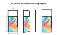 43" Double-Sided High Brightness LCD Window Display, 2500nits Front + 700nits Back, Android 2+32G, Non-Touch, Cloud/APP/USB, Hanging/Floor Stand
