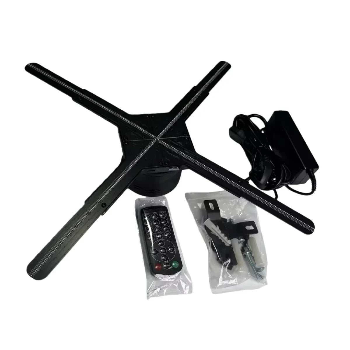 FLC Series Medium Size 47cm to 100cm (18.5–39.4 inch) | 3D Holographic LED Fan | Fan Only / Tripod Floor Stand / Ceiling Mount | Commercial Holographic Signage | 4 Blades