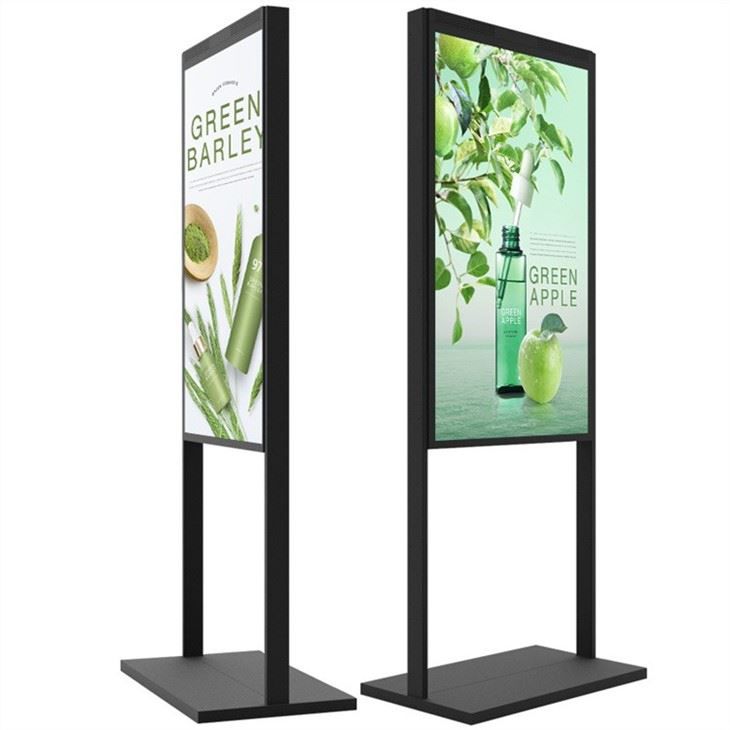 55" Double-Sided High Brightness LCD Window Display, 2500nits Front + 700nits Back, Android 2+32G, Non-Touch, Cloud/APP/USB, Hanging/Floor Stand