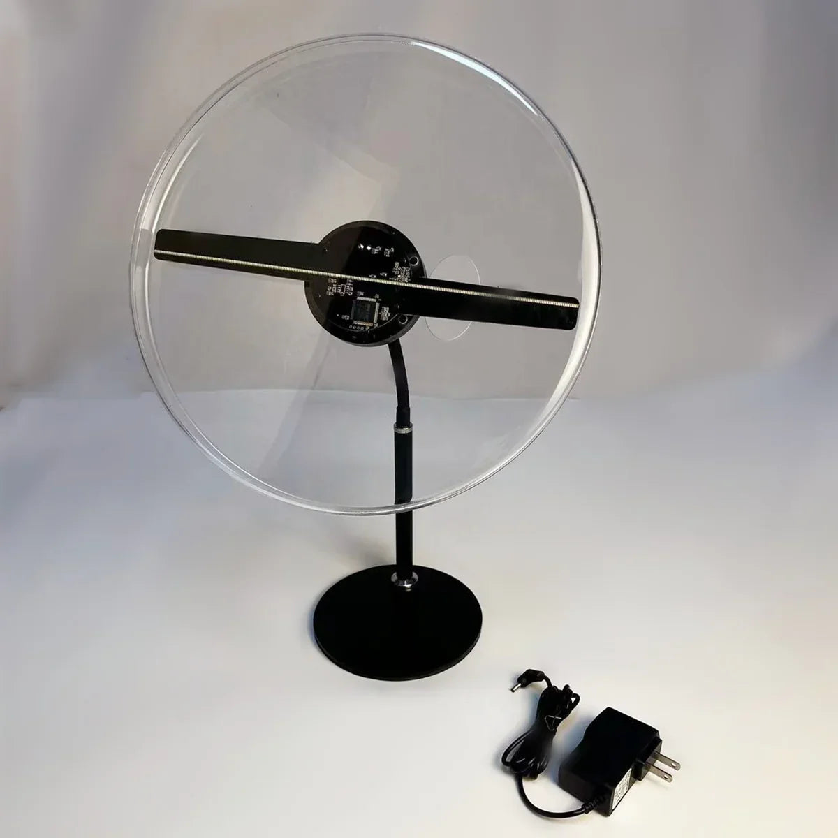 FLA Series Small Size 11cm to 42cm (4.3–16.5 inch) | 3D Holographic LED Fan | Desktop Stand with Transparent Protective Cover | Shop Display Holographic Fan | 2 Blades