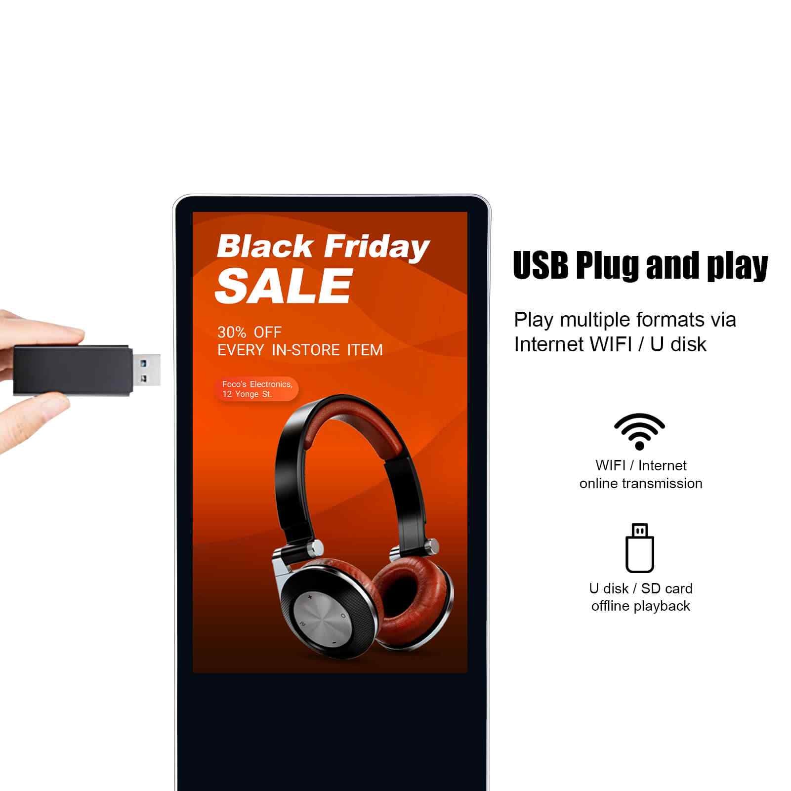 75" LCD Indoor Digital Media Display Advertising Poster
