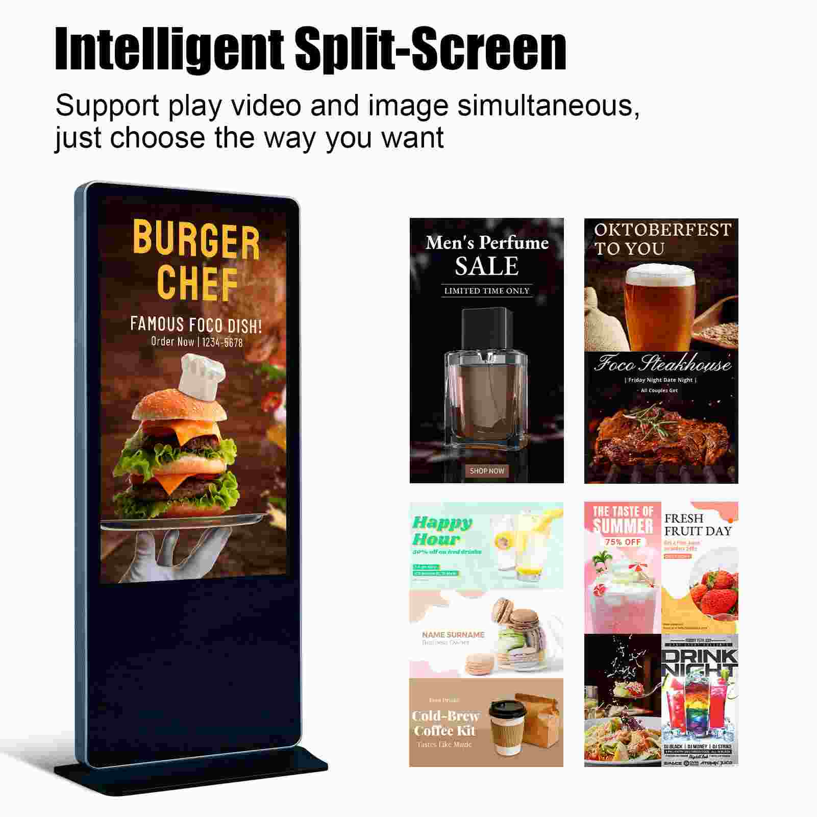 75" LCD Indoor Digital Media Display Advertising Poster