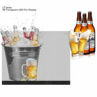 P8 High Transparency Indoor Flexible LED film Display Unit Size 1000 x 400mm Self-adhesive on Glass and Window