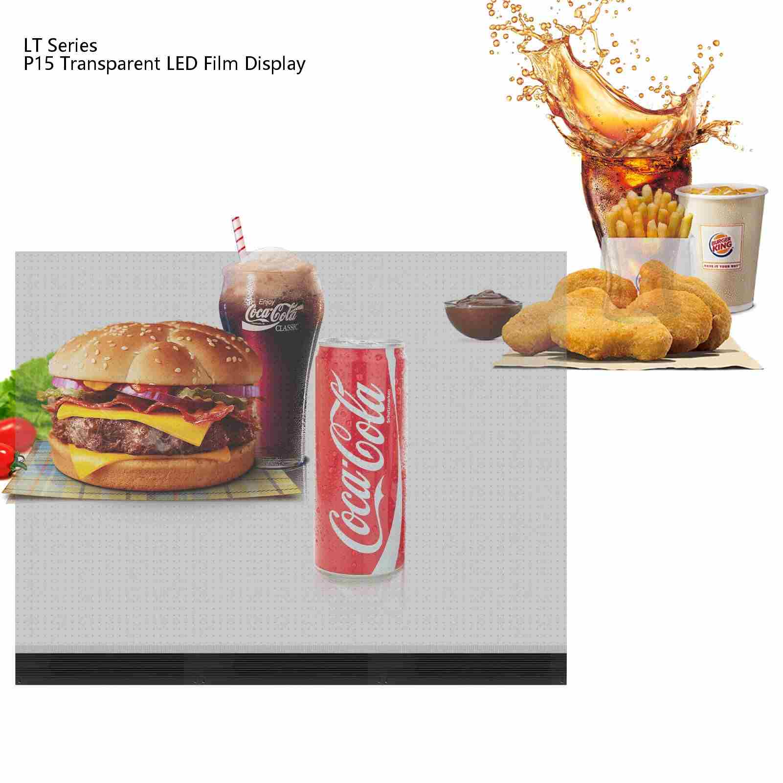 P15 High Transparency Indoor Flexible LED film Display Unit Size 990 x 390mm Self-adhesive on Glass and Window