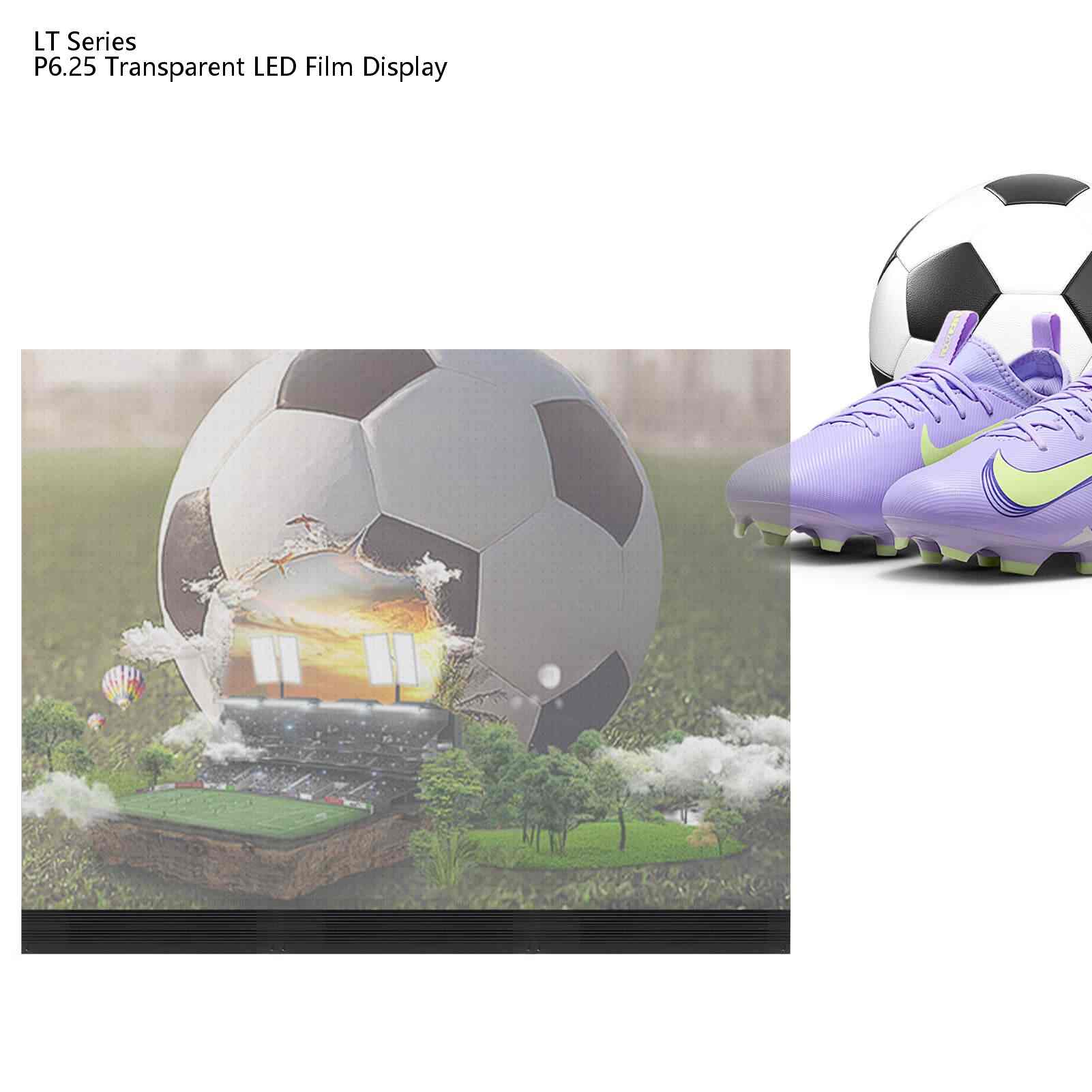 P6.25 High Transparency Indoor Flexible LED film Display Unit Size 1000 x 400mm Self-adhesive on Glass and Window