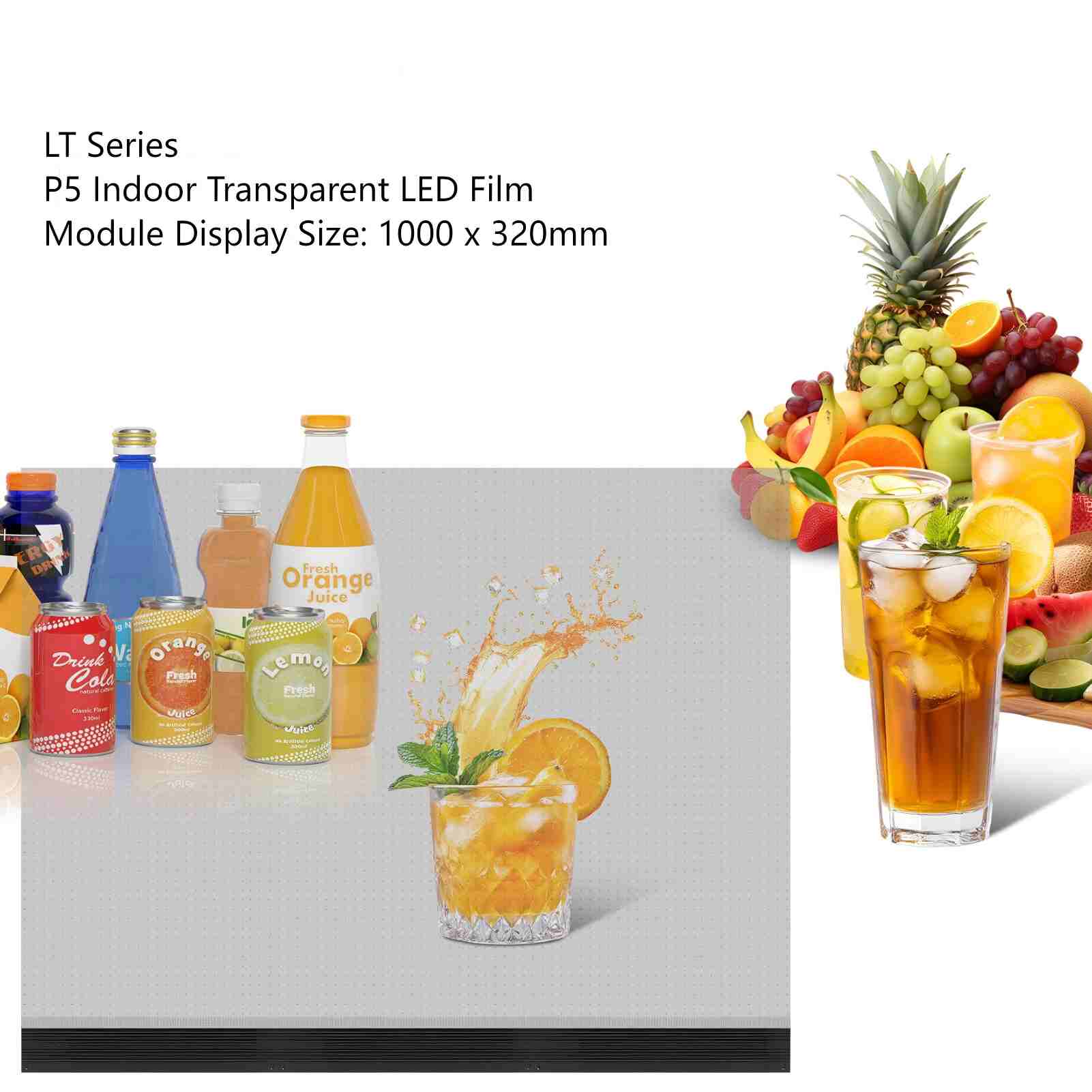 P5 Indoor Flexible LED film Moduler Size 1000 x 320mm Self-adhesive For Shop Window