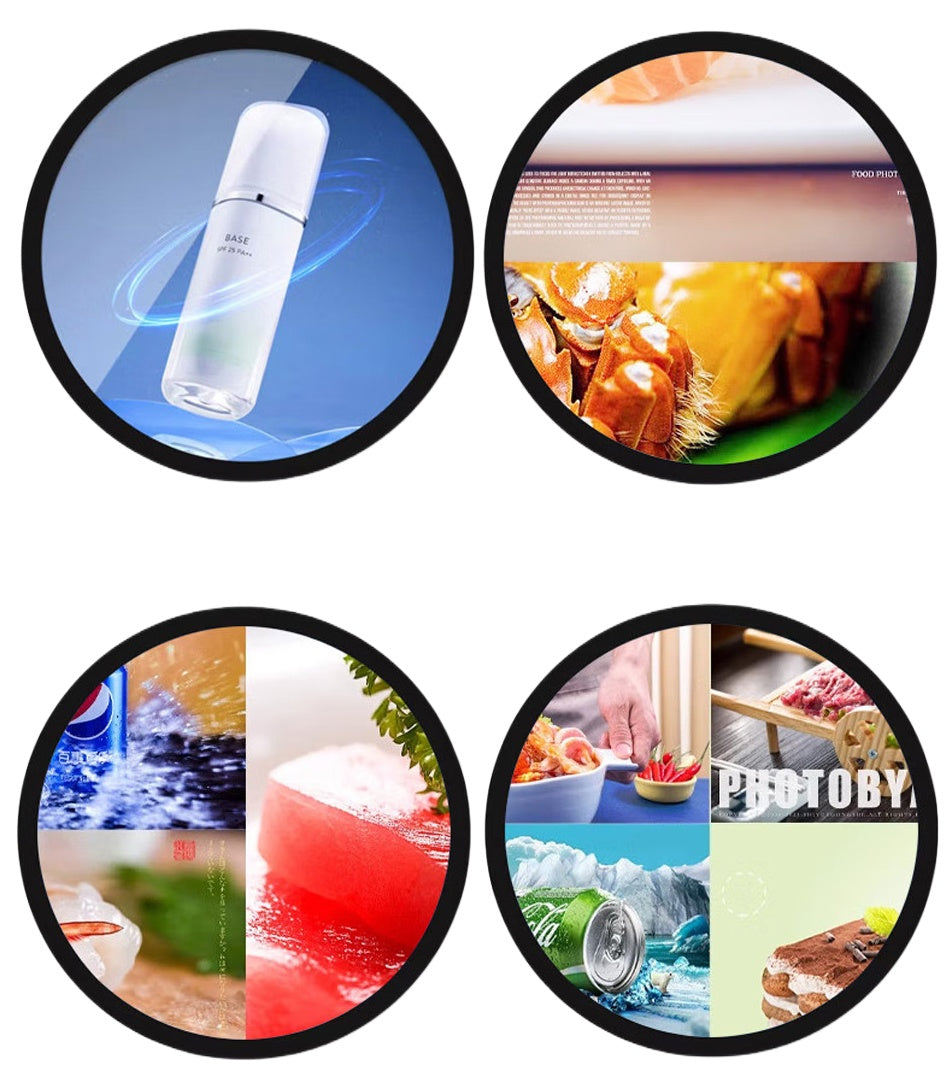 RD Series 23.6 Inch Round / Circular LCD Digital Display Screen – Dia.599.4mm Viewable | Optional Capacitive Touch | Cloud / App / USB Disk Playback