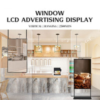 86" Single-Sided 2500nits High Brightness LCD Window Display, Android RK3568 2G+32G, Non-Touch, Cloud/APP/USB, Wall-Mount/Floor Stand/Suspended Installation