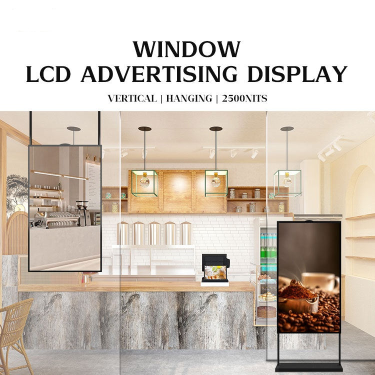 86" Single-Sided 2500nits High Brightness LCD Window Display, Android RK3568 2G+32G, Non-Touch, Cloud/APP/USB, Wall-Mount/Floor Stand/Suspended Installation