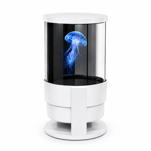 FLA Series Small Size 14cm (5.5 inch) | 3D Holographic LED Fan | Built-in Bluetooth Speaker with Transparent Cylindrical Housing | Business Holographic LED Fan | 2 Blades